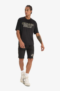 DeFactoFit NBA Chicago Bulls Oversize Genis Kal?p Bisiklet Yaka K?sa Kollu Tisort  фото 3