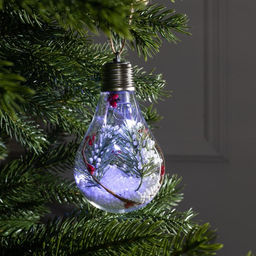 Ёлочный шар Ветка ели, 5 LED, от батареек, свечение белое