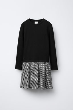 RIBBED COMBINATION DRESS WITH CHECK SKIRT - Zara фото 5