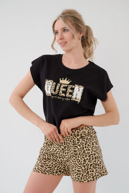 Пижама женская из футболки и шорт из кулирки Сафари песочный - Амадэль фото 2