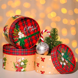 Набор подарочных новогодних коробок 3 в 1 «Клетка», 16×10, 14×9, 13×8.5 см