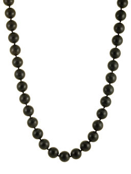 Эффектные крупные бусы из чёрного формованного янтаря Куба