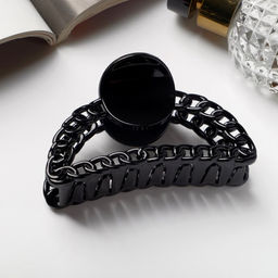 Цена за 12 шт. Крабик для волос «Изабель», дуга круг, 9 см, чёрный