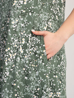 Платье женское кулирка "АГНИЯ" РОМАШКА ЗЕЛЕНЫЙ