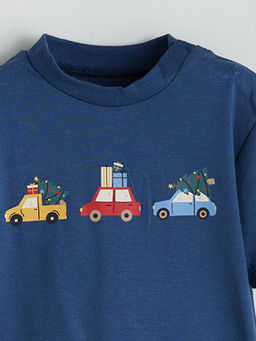 Bask?l? Erkek Bebek Ti??rt ve Pantolon 2li