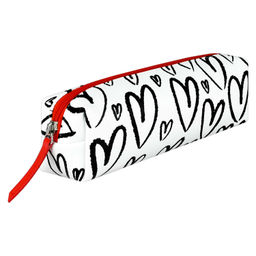 Пенал школьный Феникс+, арт.72678/ 25 КРУПНЫЕ СЕРДЕЧКИ 19,5х5,5х6 см, искусственная кожа, молния, ци