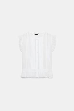 BLUSA ENTREDOSES VOLANTES / Blanco - Zara фото 6