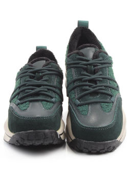 04-XKL23-140R GREEN Кроссовки утепленные женские (натуральная кожа, натуральная замша, байка)