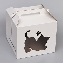 Цена за 5 шт. Кондитерская упаковка Котенок, 2 окна, белая, 35 х 35 х 31 см - UPAK LAND фото 5