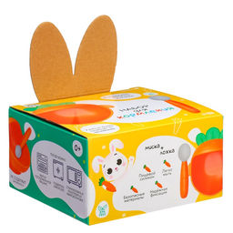 Набор для кормления, миска и ложка, пищевой силикон, оранжевый