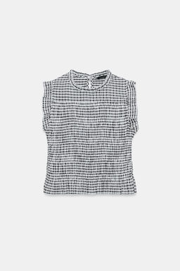 TOP NIDO DE ABEJA CUADRO VICHY / Marr?n / Crudo - Zara фото 4