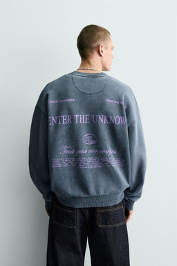 WASHED PRINTED TEXT SWEATSHIRT - Zara фото 3