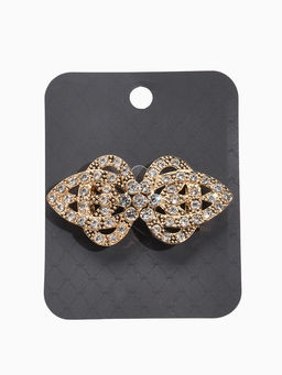 Зажим для кардигана «Ажур. Шип», белый в золоте