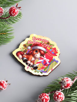 Цена за 4 шт. Магнит на холодильник «Лошадка. Весёлого Нового Года», 7×6.5 см