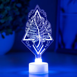 Светильник 3D ночник RISALUX «Монстера», LED RGB 6 цветов, от батареек 3хLR1130 6×11 см