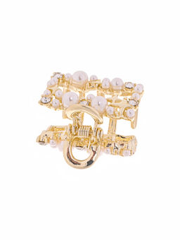 Цена за 6 шт. Крабик для волос «Саманта галант», прямой, 3 см, золото