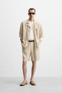 LINEN/VISCOSE OVERSIZE BERMUDA SHORTS