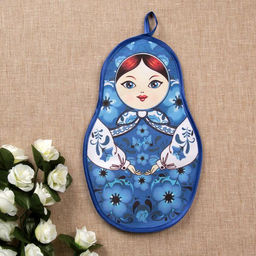 Прихватка Матрёшка, гжель, сувенирная, 29х20 см