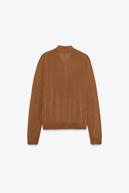 PLAIN POLO COLLAR CARDIGAN - Zara фото 4