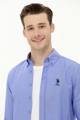 Мужская синяя базовая рубашка с длинным рукавом Неожиданная скидка в корзине - U.s. polo assn фото 3