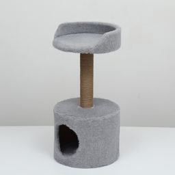 Дом для кошек с когтеточкой, с лежаком, круглый, 35 х 35 х 70 см, серый - Simaland фото 3
