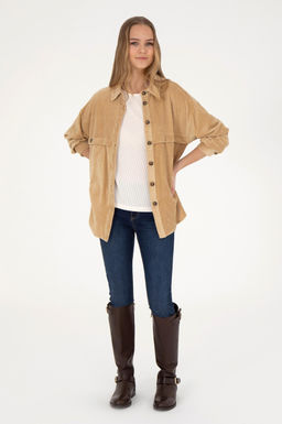 Женская трикотажная рубашка песочного цвета - U.s. polo assn фото 11