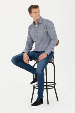 Мужская темно-синяя рубашка с длинным рукавом - U.s. polo assn фото 11