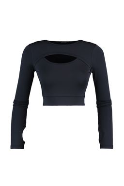 Koyu Antrasit Crop Pencere/Cut Out ve Bas Parmak Delik Detayl? Orme Spor Ust/Bluz TWOAW22BZ0481
