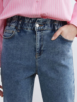 Beli Lastikli Slim Mom Kad?n Jean Pantolon