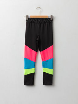 Beli Lastikli Renk Bloklu K?z ?ocuk Uzun Tayt