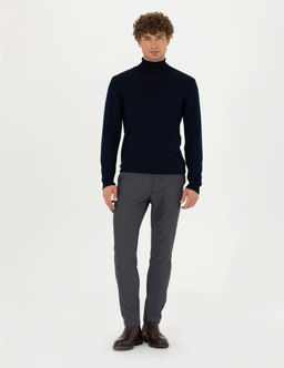 Lacivert Slim Fit Kanvas Pantolon