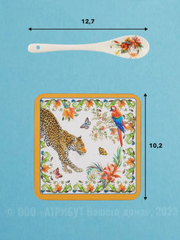 Кружка ЛЕОПАРД 320мл с ложечкой и подставкой