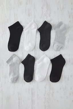 Gri-_ok Renkli Unisex 8li K_sa Boy-G_r_nmez Yazl_k Pamuklu Hava Alan _orap TMNSS25CO00016