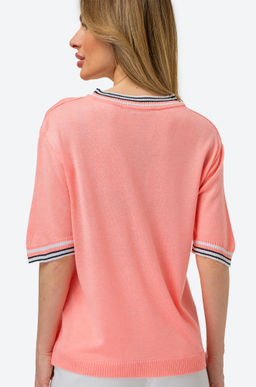 Женская футболка из вязаного трикотажа с V-образным вырезом Happy Fox  фото 38