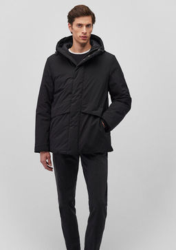 Kapusonlu Siyah Parka