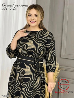 ШИКАРНОЕ ПЛАТЬЕ С ПОЯСОМ с рисунком - Bruno фото 3