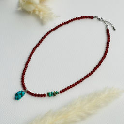 Колье из Сердолика и Бирюзы 45 см +