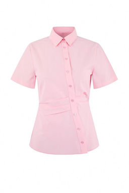 Pembe Bele Oturan Asimetrik Fitted Gomlek TWOSS26GO00054