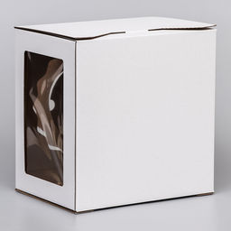 Цена за 5 шт. Коробка под торт 3 окна, с ручками, белая, 28×28×20 см