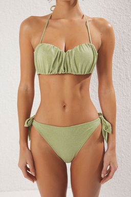 TRENDYOLMILLA Yesil Balconette Drapeli Simli Regular Bikini Tak?m? TBESS25BT00097  фото 3