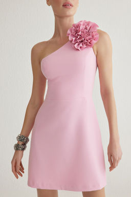 TRENDYOLMILLA Mint A-Kesim Gul Detayl? Dokuma S?k K?sa Elbise TPRSS25EL00126  фото 3