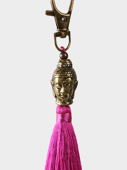 Брелок-кисточка «Будда», 17 см, фуксия, золотистый