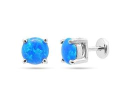 Серьги из серебра опал синий, Ю-25001р