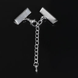 Зажим для ленты (пара) 20мм, с цепочкой удлинителем, цвет серебро - Queen fair фото 2