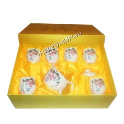 Подарочный набор для чая "Цветы сливы" (чайник, 6 чашек) Акция