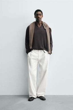TEXTURED KNITTED POLO SHIRT