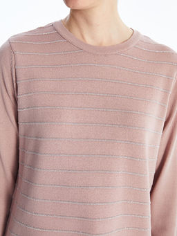 Bisiklet Yaka ?izgili Uzun Kollu Kad?n Triko Kazak - Waikiki фото 3