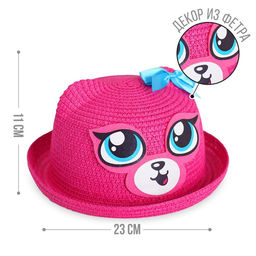 Шляпа детская соломенная для девочки «Котёнок», р-р 52-54, 2-6 лет
