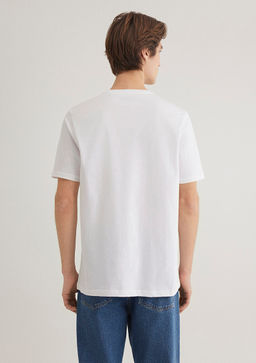 K?rm?z? Miav Bask?l? Beyaz Tisort - Mavi фото 5