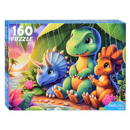 Пазлы 160 "Динозавры под дождем"